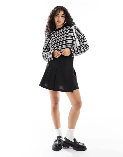 ASOS DESIGN cropped crew neck stitch jumper in stripe