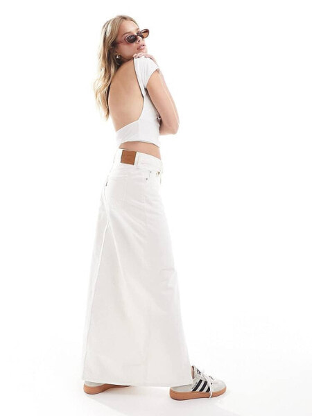 Levi's Ankle column front slit denim skirt in white