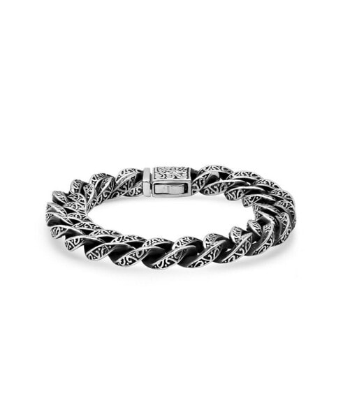 Men's Oxidized Stainless Steel Cuban Link Chain Bracelet