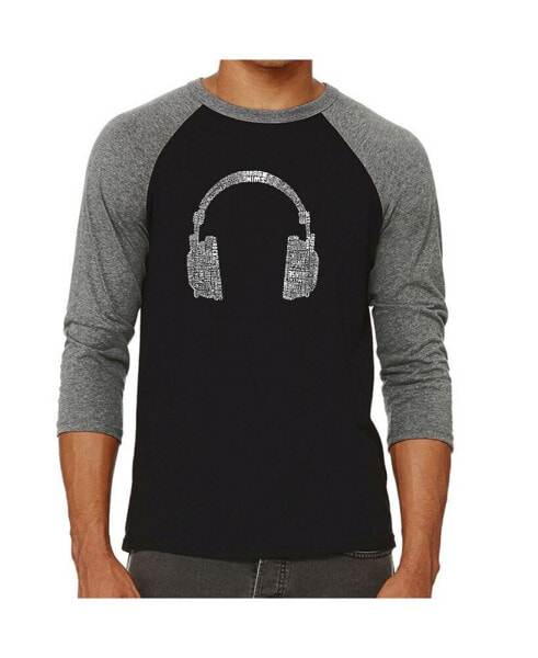 Headphones Men's Raglan Word Art T-shirt
