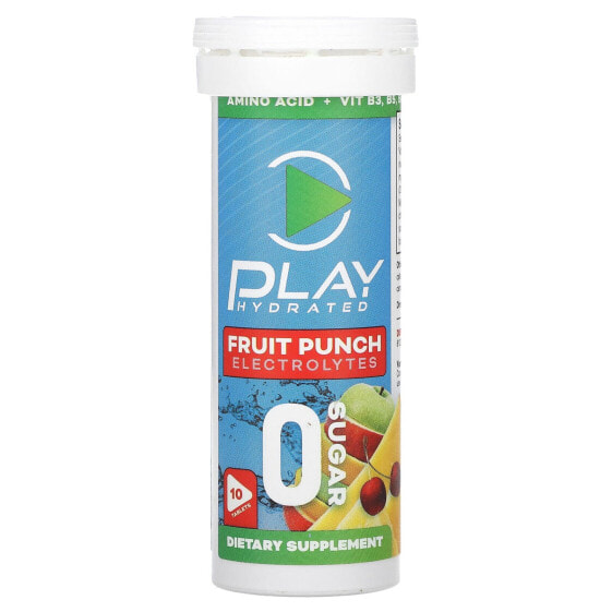 Play Hydrated, электролиты, фруктовый пунш, 10 таблеток