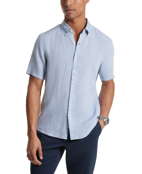 Men's Slim-Fit Linen Short-Sleeve Shirt