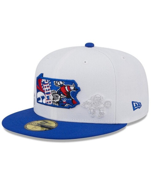Men's White and Royal Philadelphia 76ers State Pride 59FIFTY Fitted Hat
