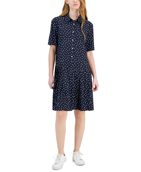 Women's Polka-Dot Pleated Shirtdress