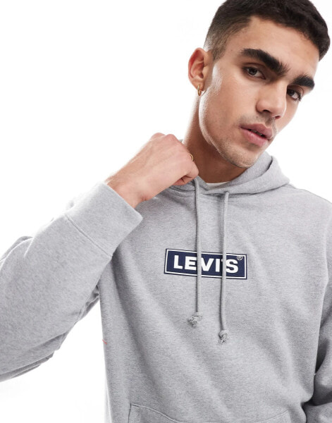 Levi's padded boxtab logo relaxed fit hoodie in grey marl