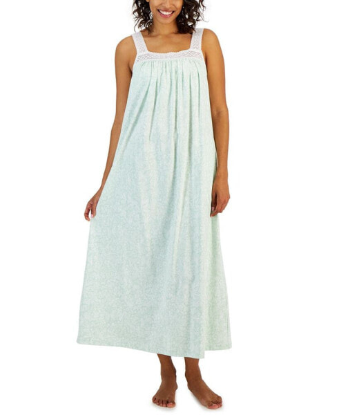 Women's Cotton Floral Lace-Trim Nightgown, Created for Macy's