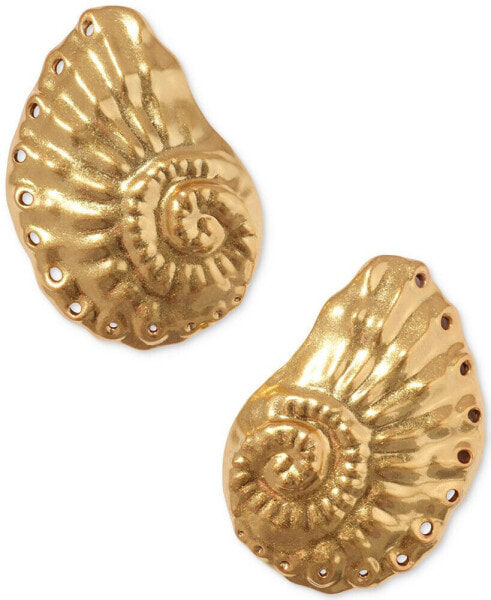 Gold-Tone Shell Statement Stud Earrings