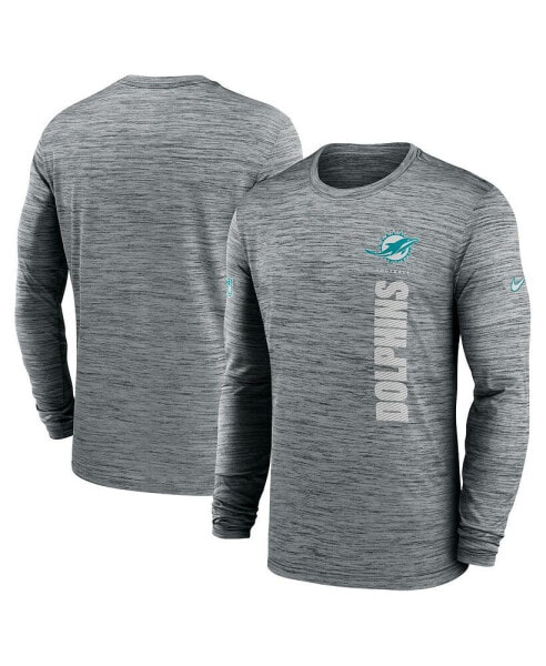 Men's Gray Miami Dolphins 2024 Sideline Velocity Performance Long Sleeve T-Shirt