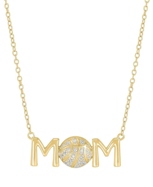 Diamond Basketball Mom Pendant Necklace (1/20 ct. t.w.) in Sterling Silver or 14k Gold-Plated Sterling Silver, 16" + 2" extender