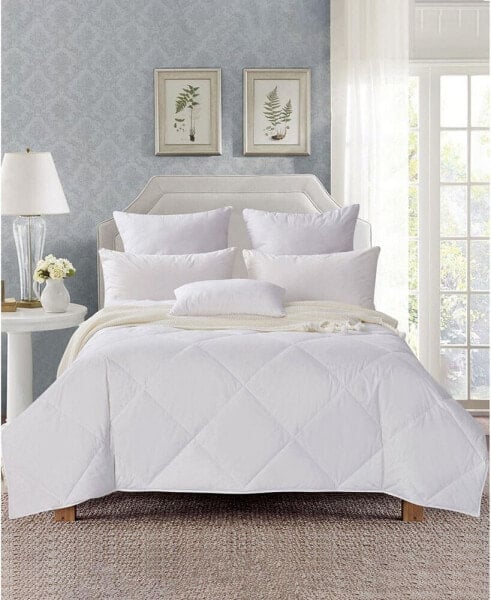 Lightweight 360 Thread Count Extra Soft Down and Feather Fiber Comforter with Duvet Tabs, King