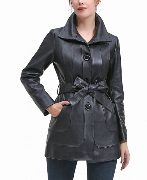 Petite Erika Leather Coat