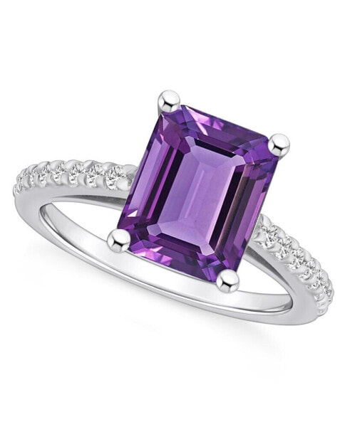 Amethyst (3-1/7 ct. t.w.) and Diamond (1/4 ct. t.w.) Ring in 14K White Gold