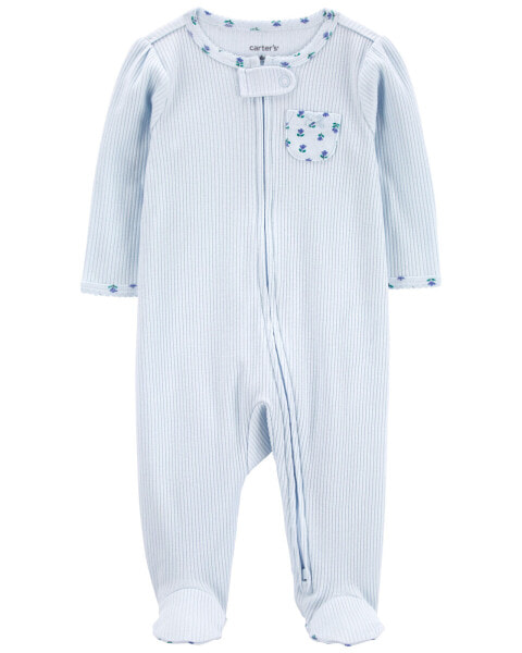 Baby Floral 2-Way Zip Thermal Sleep & Play Pajamas NB