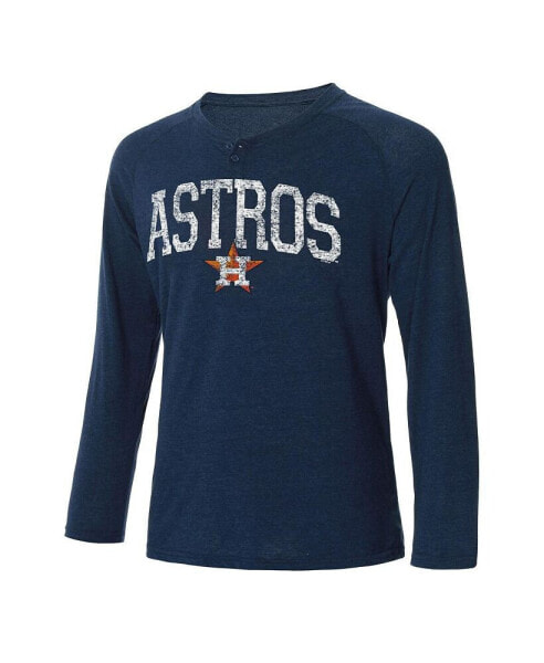 Men's Navy Houston Astros Inertia Raglan Long Sleeve Henley T-shirt