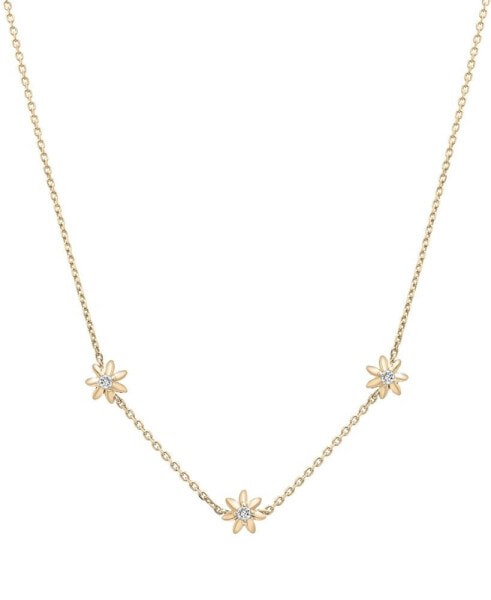 Diamond Flower Station 18" Collar Necklace (1/6 ct. t.w.) in Gold Vermeil, Created for Macy's