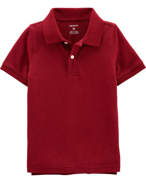 Toddler Burgundy Piqué Polo Shirt 3T