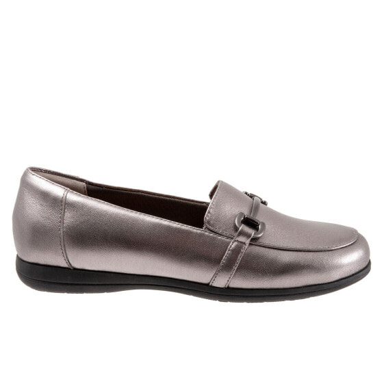 Trotters Donelle T2172-033 Womens Gray Narrow Leather Loafer Flats Shoes