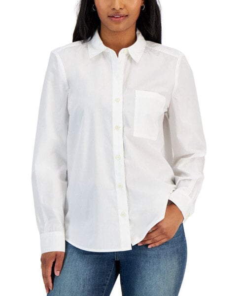 Petite Solid Poplin Perfect Shirt, Created for Macy's