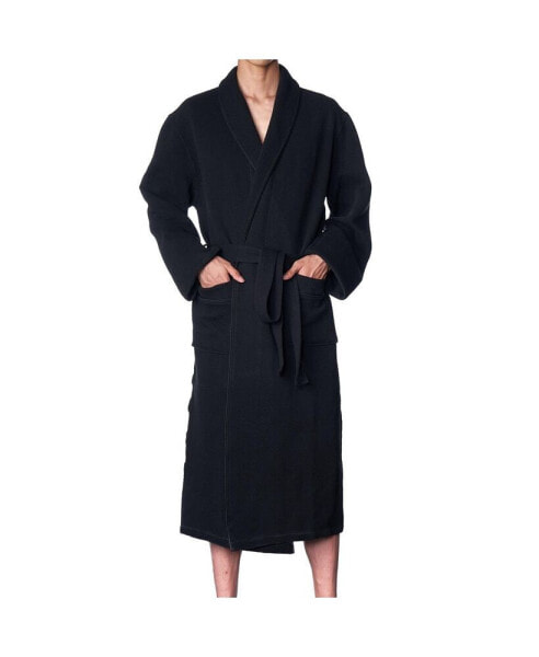 Men's Cotton Blend Shawl Robe Lightweight Kimono Knit Spa Bathrobe