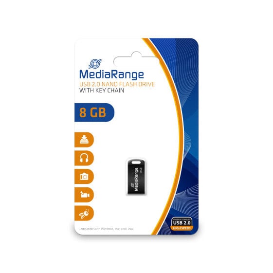 MEDIARANGE MR920 - 8 GB - USB Type-A - 2.0 - 15 MB/s - Capless - Black