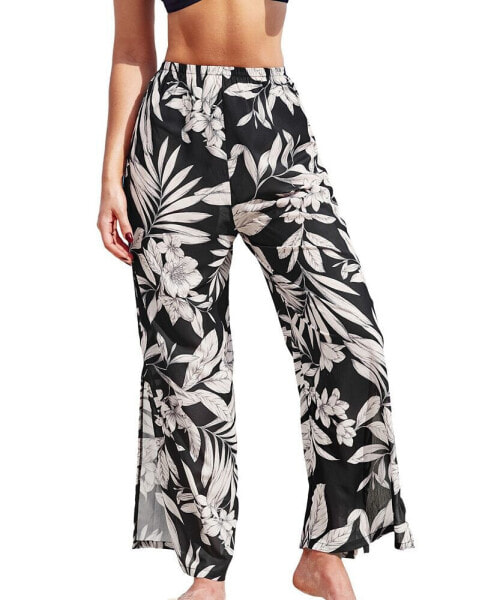 Women's Tropical Drawstring Straight Leg Pants