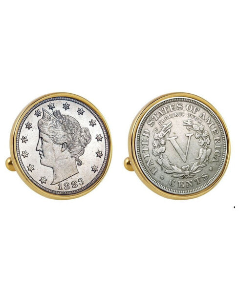 1883 First-Year-Of-Issue Liberty Nickel Bezel Coin Cuff Links