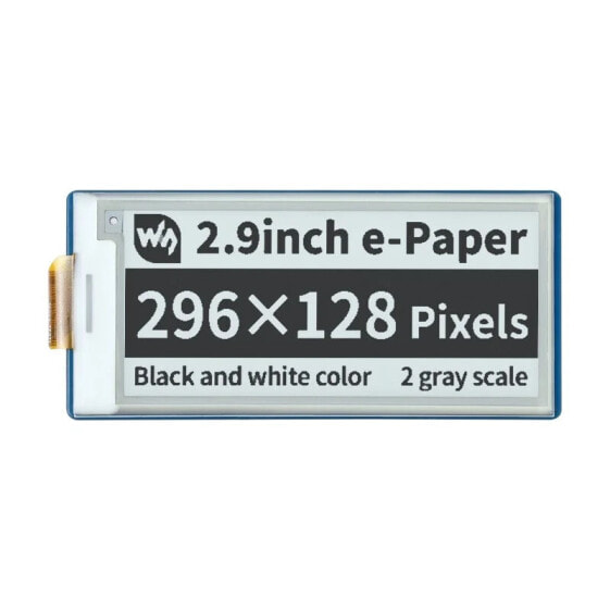 Display E-paper E-Ink - 2.9'' 296x128px - SPI - black and white - for Raspberry Pi Pico - Waveshare 19408
