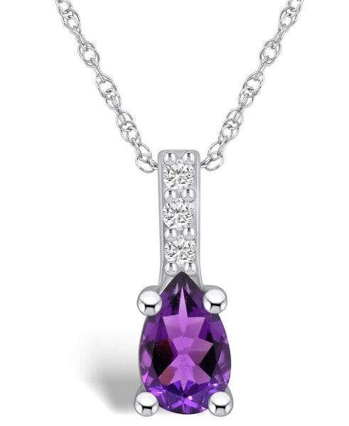 Amethyst (7/8 Ct. T.W.) and Diamond Accent Pendant Necklace in 14K White Gold