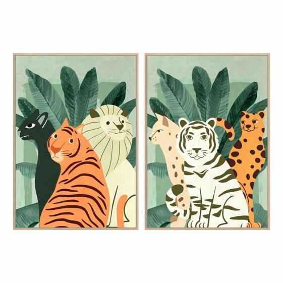 Painting DKD Home Decor 83 x 4,5 x 123 cm Tropical animals (2 Units)