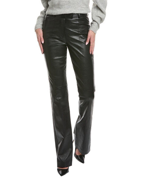 Michael Kors Collection Yasmeen Back Split Leather Bootleg Trouser Women's Black