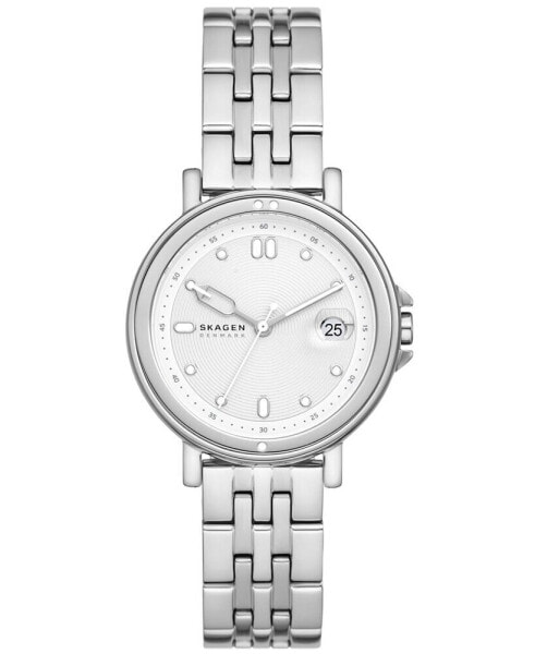 Women's Signatur Sport Lille Three Hand Date Silver-Tone Stainless Steel Watch 34mm