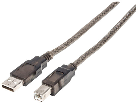 Manhattan USB-A to USB-B Cable - 15m - Male to Male - Active - Black - 480 Mbps (USB 2.0) - Built-in Chipset With Amplification - Equivalent to USB2HAB50AC - Hi-Speed USB - Three Year Warranty - Polybag - 15 m - USB A - USB B - USB 2.0 - Male/Male - Black