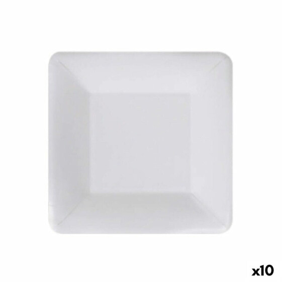 Plate set Algon Disposable White Cardboard Squared 18 cm (10 Units)