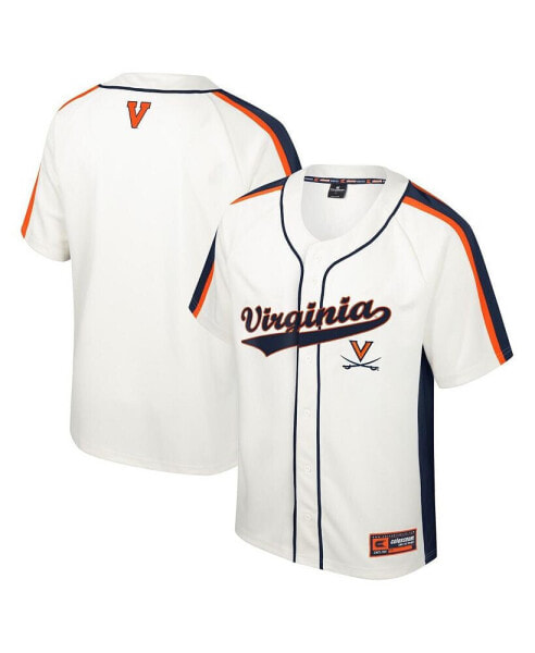 Men's Cream Distressed Virginia Cavaliers Ruth Button-Up Baseball Jersey