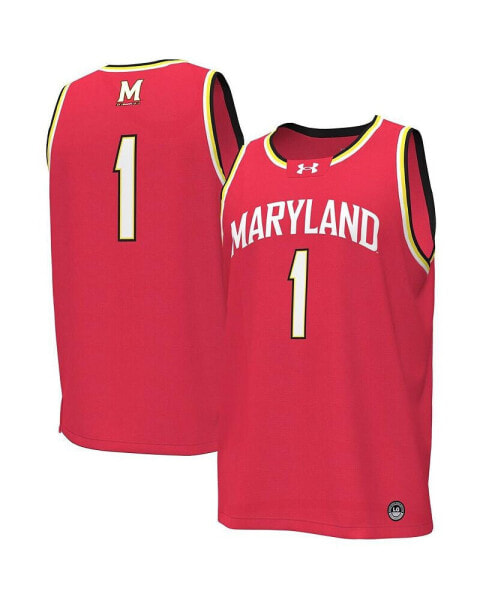Men's #1 Red Maryland Terrapins Replica Basketball Jersey