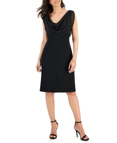 Women's Cowlneck Sleeveless A-Line Dress