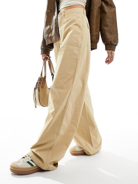 Tommy Jeans claire high rise wide cargo pant in sand
