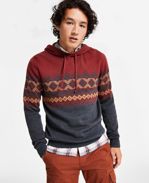 Men's Fair Isle Pullover Hoodie Sweater, Created for Macy's