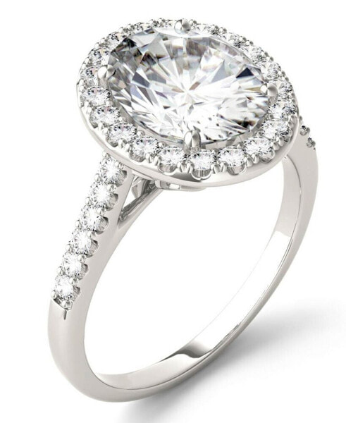 Moissanite Oval Halo Ring (3-1/2 ct. tw. Diamond Equivalent) in 14k White Gold