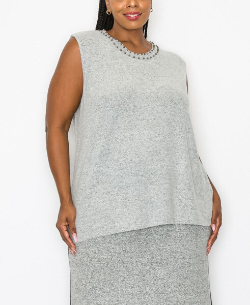 Plus Size Cozy Shell Tank Top with Gunmetal