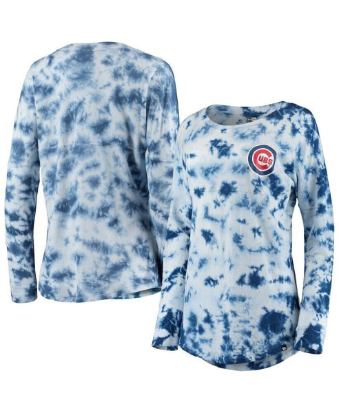 Women's Royal Chicago Cubs Tie-Dye Long Sleeve T-shirt