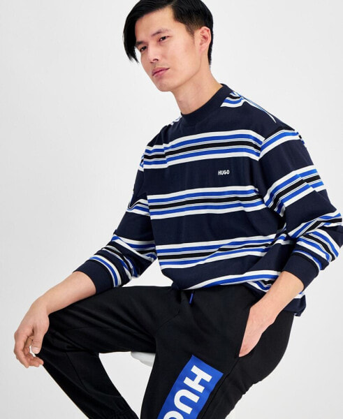 Men's Oversized-Fit Stripe Long-Sleeve T-Shirt