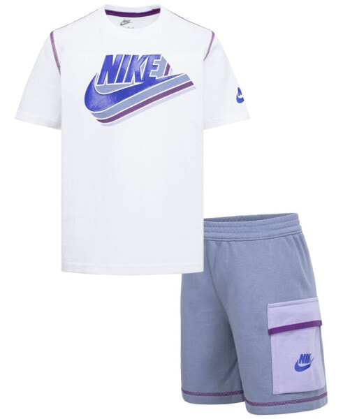 Комплект Тишорт и шорты Nike для маленьких мальчиков, 2 штуки, Пересмотрено