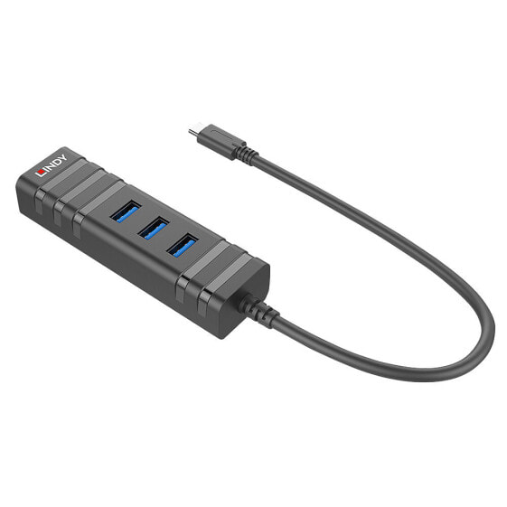 Сетевой адаптер Lindy 43249 USB 3.2 Gen 1 (3.1 Gen 1) Type-C - RJ-45 - USB 3.2 Gen 1 (3.1 Gen 1) Type-A - 5000 Mbit/s - черный - пластик - 0,26 м
