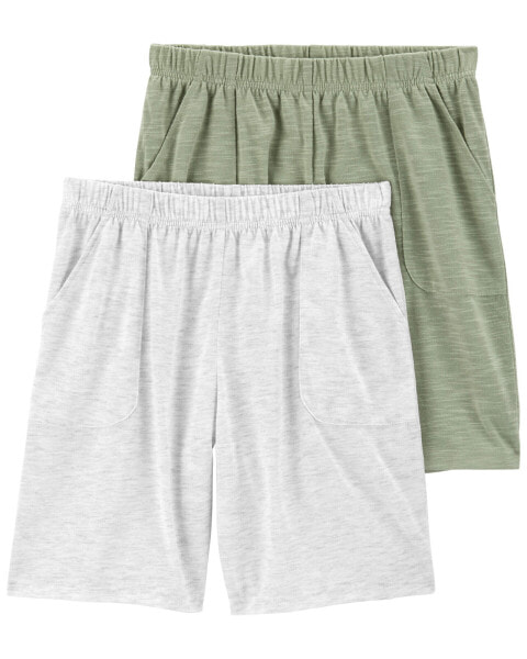 Kid 2-Pack Pull-On Slub Jersey Pajama Shorts 4