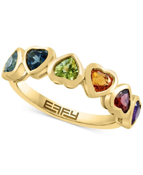 EFFY® Multi-Gemstone Heart Bezel Ring (1-5/8 ct. t.w.) in 14k Gold