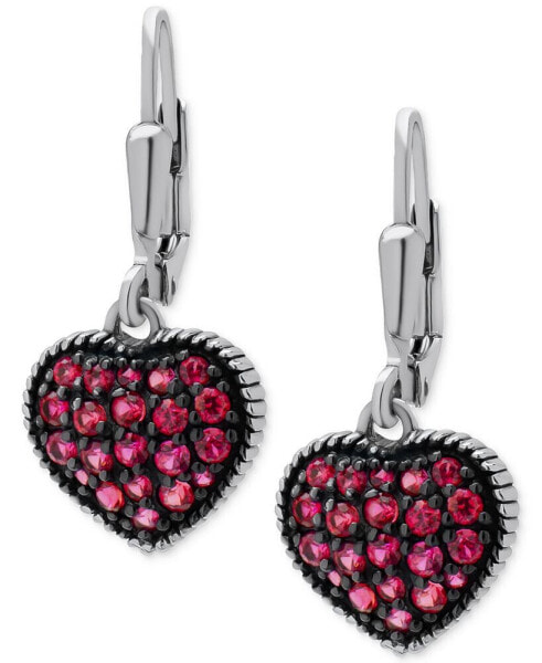 Lab-Grown Ruby Heart Cluster Drop Earrings (1-1/4 ct. t.w.) in Sterling Silver