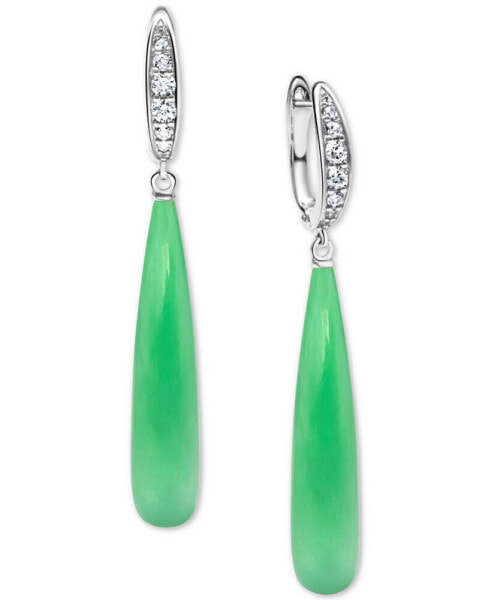 Серьги Macy's Green Jade & White Zircon Briolette
