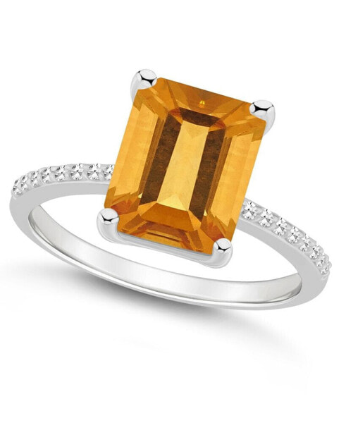 Women's Citrine (3-1/6 ct.t.w.) and Diamond (1/10 ct.t.w.) Ring in Sterling Silver