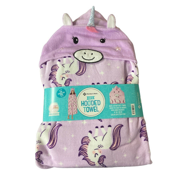 Members Mark Kids Hooded Towel, with Hand Pockets, Unicorn